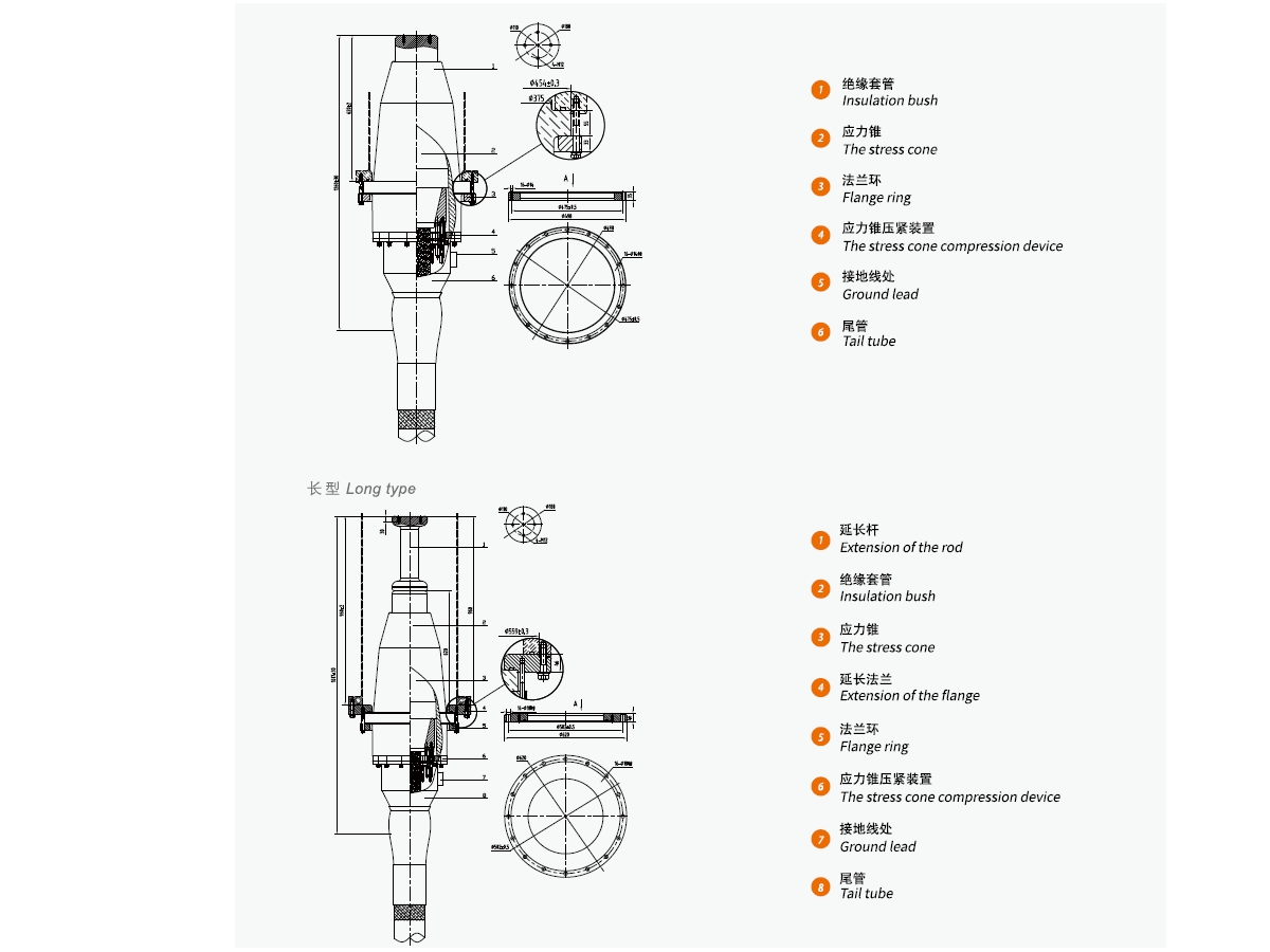 220kV dry type plug GIS terminal,